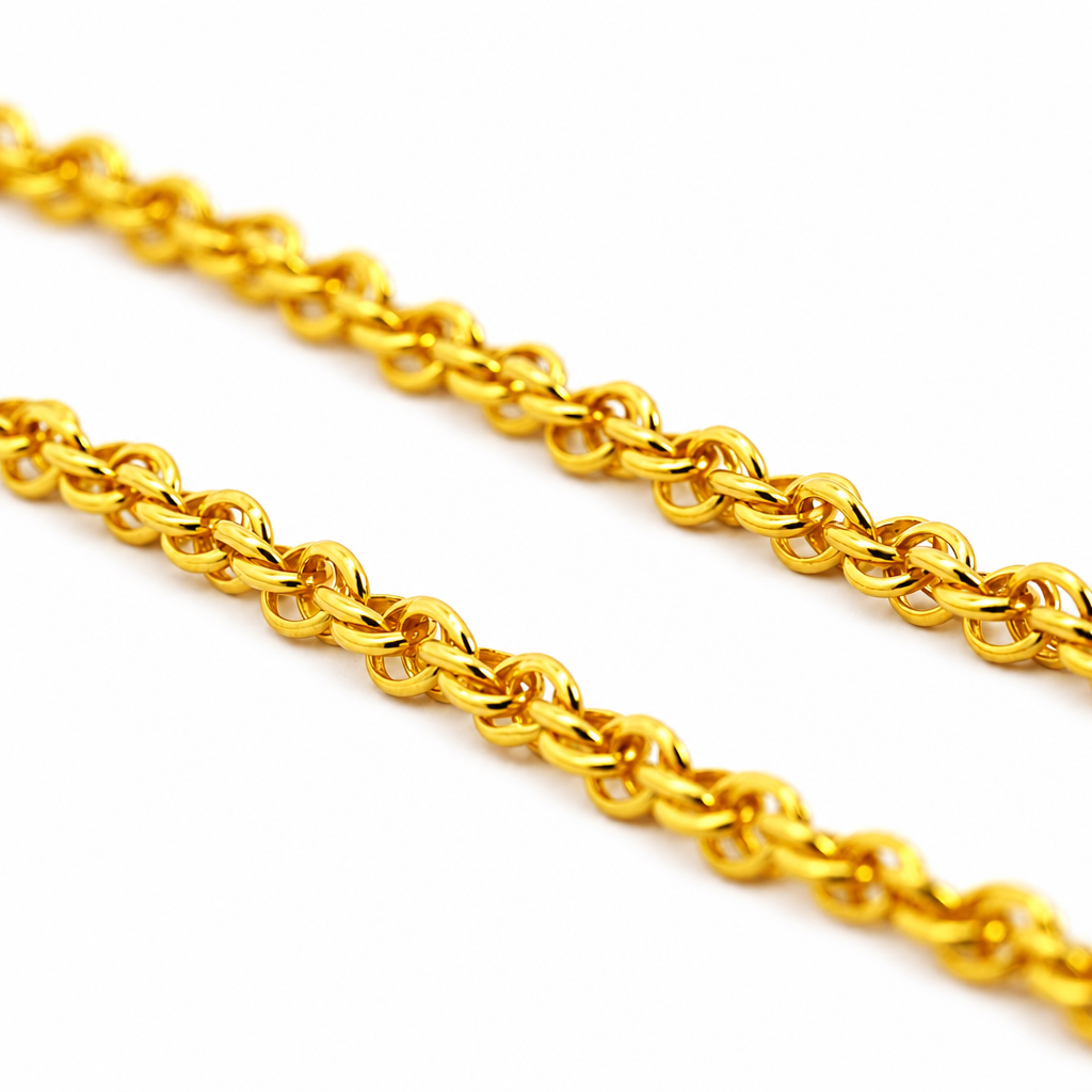 24K Gold Double Rope Chain 5mm 24in