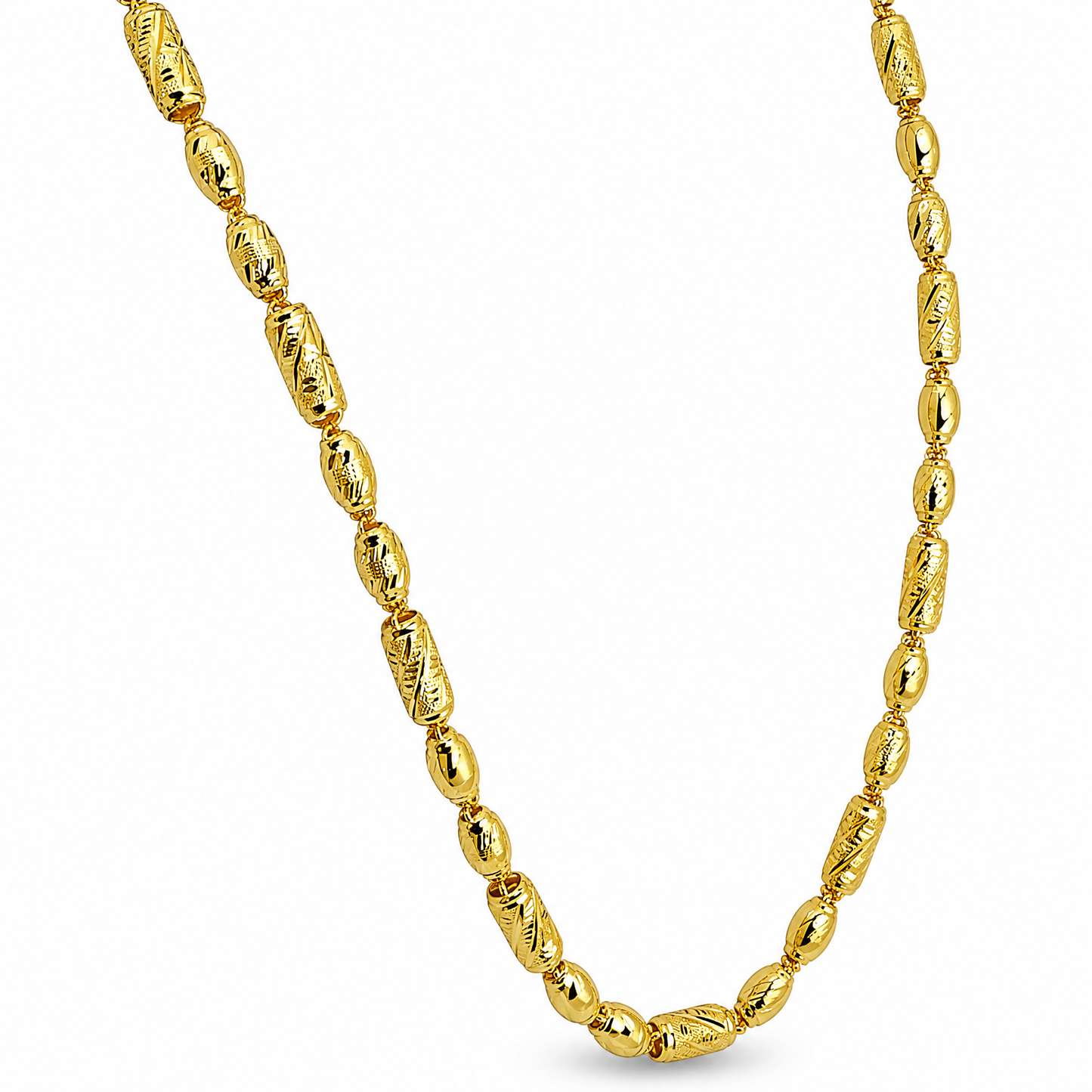 24K Gold Barrel Bead Chain 7mm 24in
