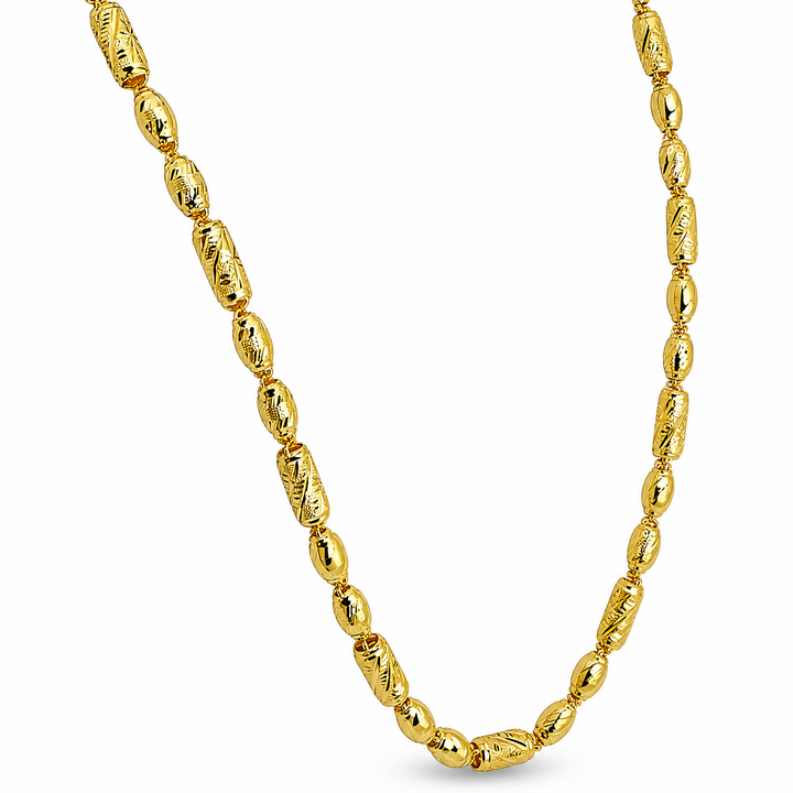 24K Gold Barrel Bead Chain 7mm 24in