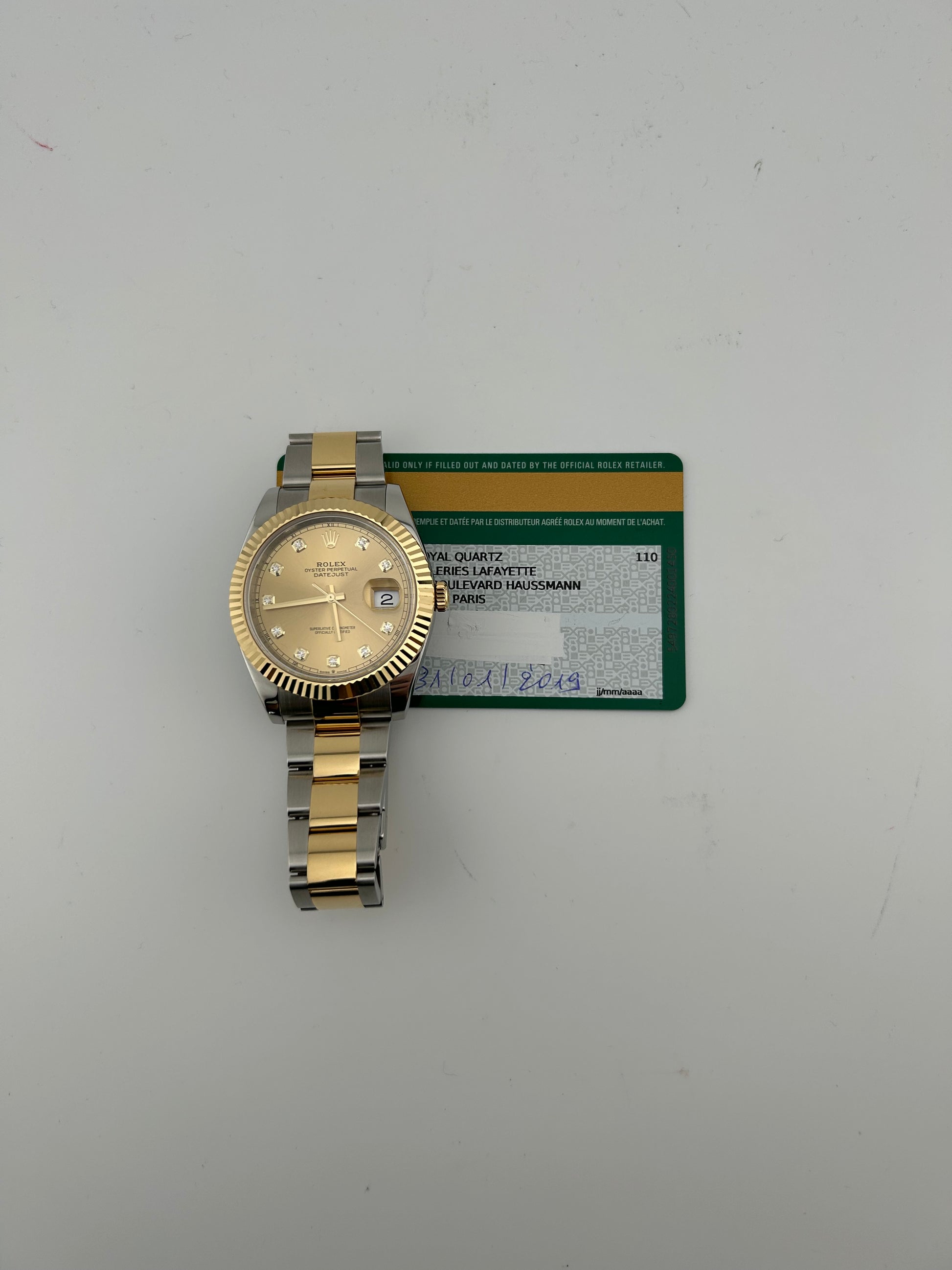 Rolex Datejust 41 Champagne Diamond Dial on 2 Tone Oyster Bracelet Ref. 126333 Card 2019 — view 7