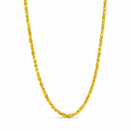 24K Gold Anchor Link Chain with Cutz 4mm 26in