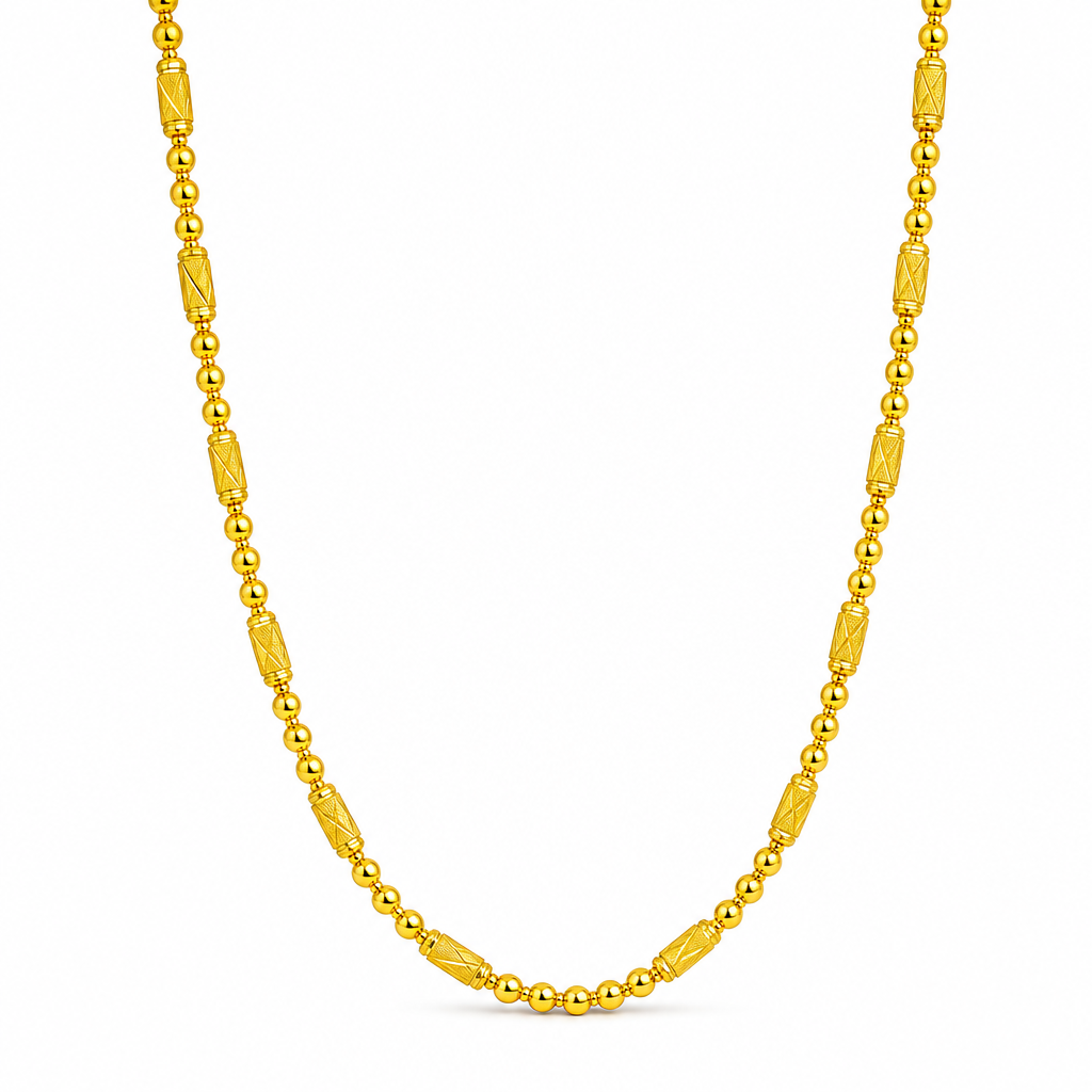 24K Gold Bead & Bar Chain 4mm 24in