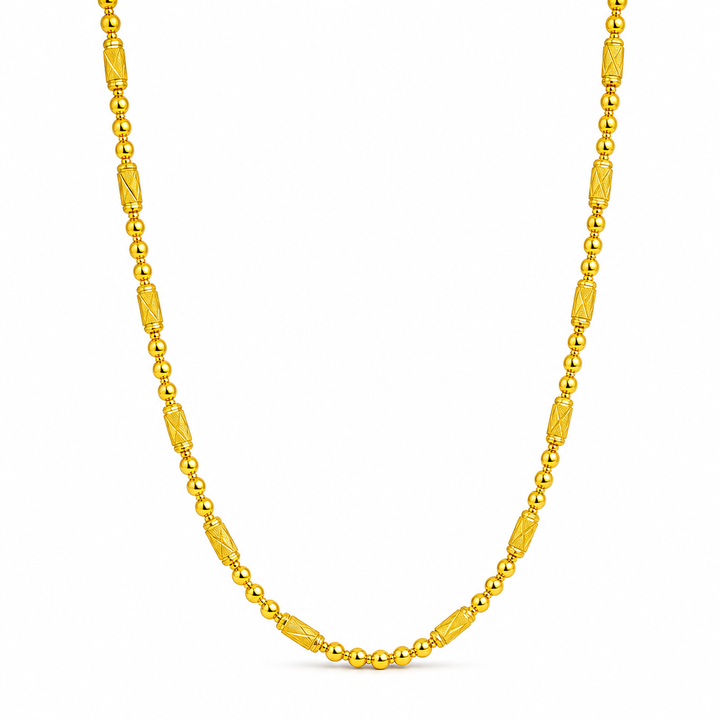 24K Gold Bead & Bar Chain 4mm 24in