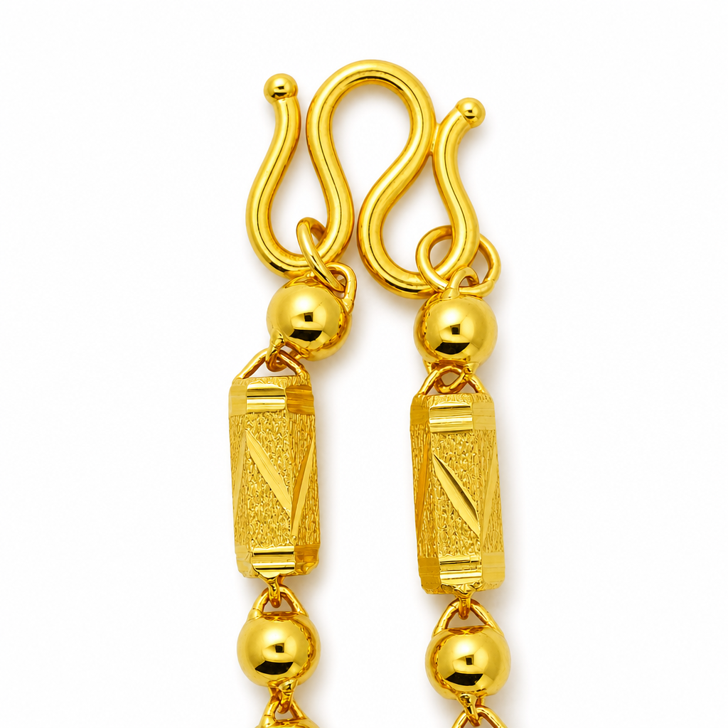 24K Gold Bead & Bar Chain 4mm 24in