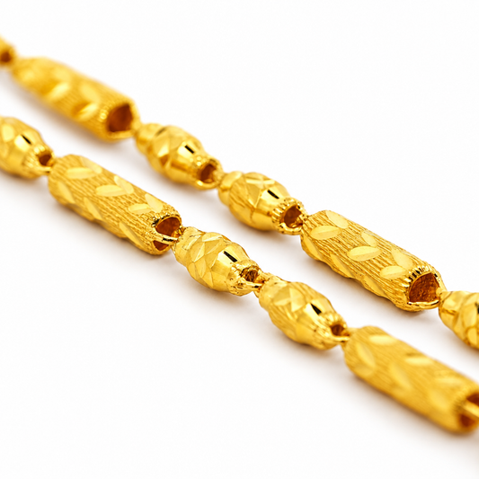 24K Gold Barrel Link Chain 2.9mm 24in