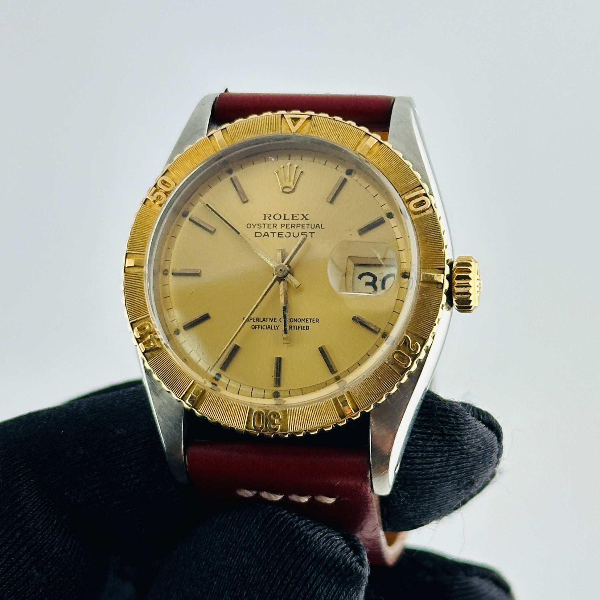 Rolex Datejust Turn-o-Graph Champagne Stick Dial on Generic Leather Og Buckle Ref. 6609 1958 — view 2
