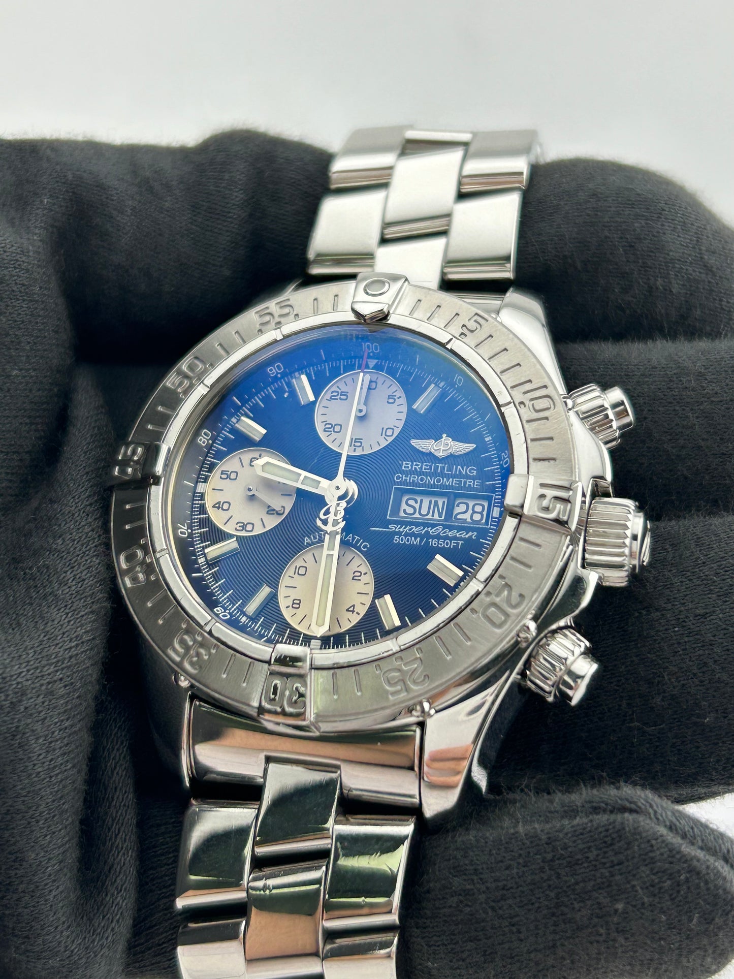 Breitling Superocean Black Dial on Bracelet Ref. A13340 Papers 2009 — view 2