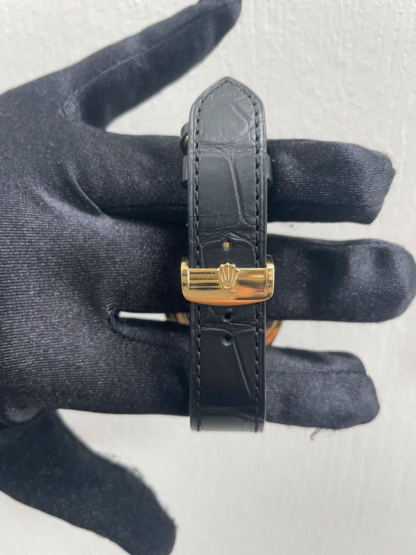 Rolex 1908 Black Dial on Leather Strap Ref 52508 with New Style Card Green 2024