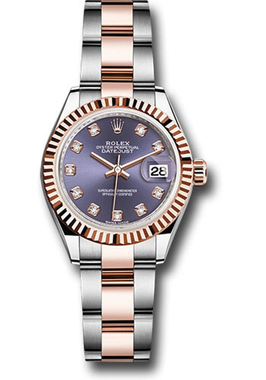 Rolex Datejust Lady Aubergine Diamond Dial on Oyster Ref 279171 with New Style Card Green 2026