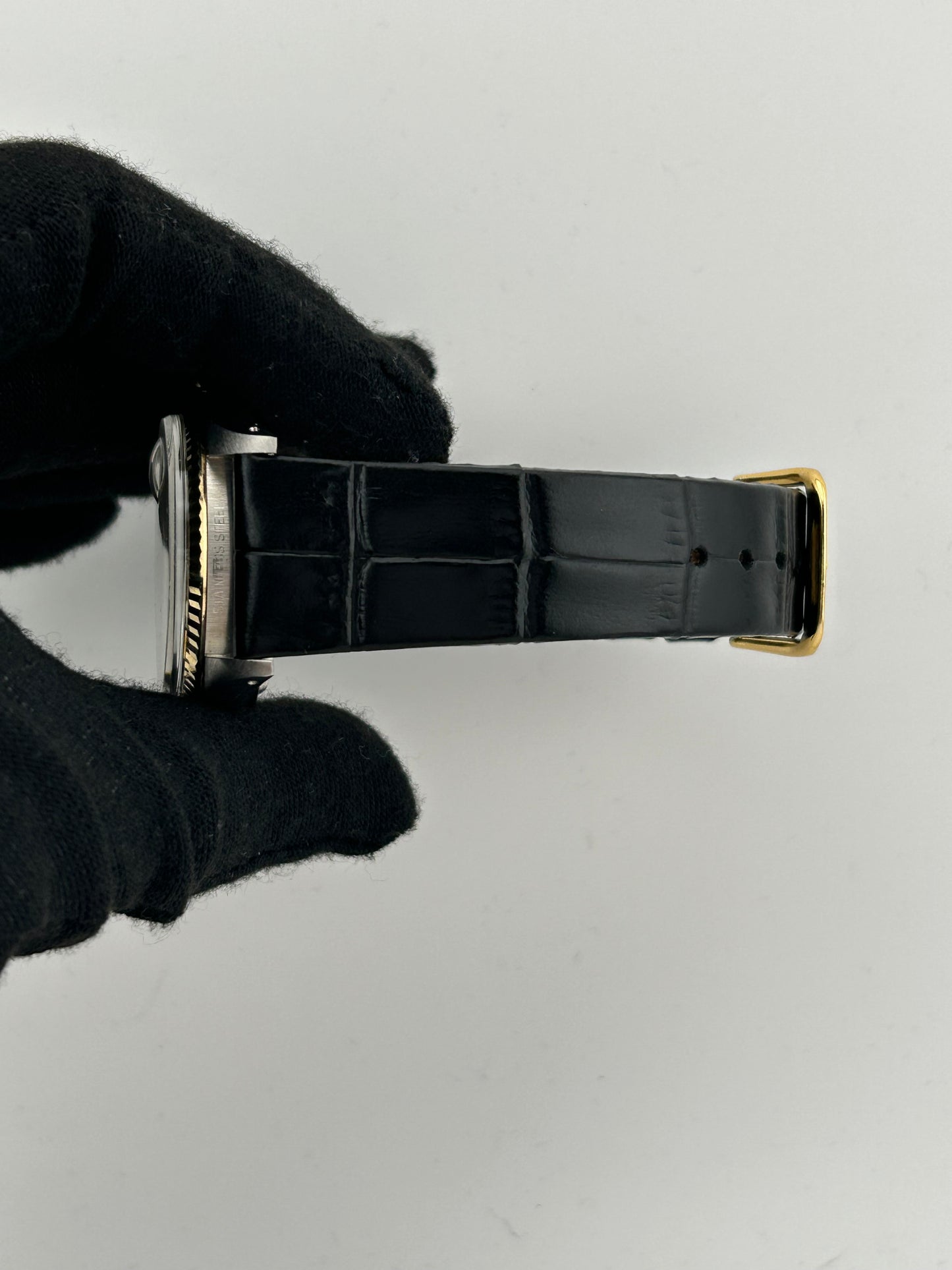 Rolex Datejust Champagne Stick Dial on Generic Black Leather Band Ref. 16013 1979 — view 4