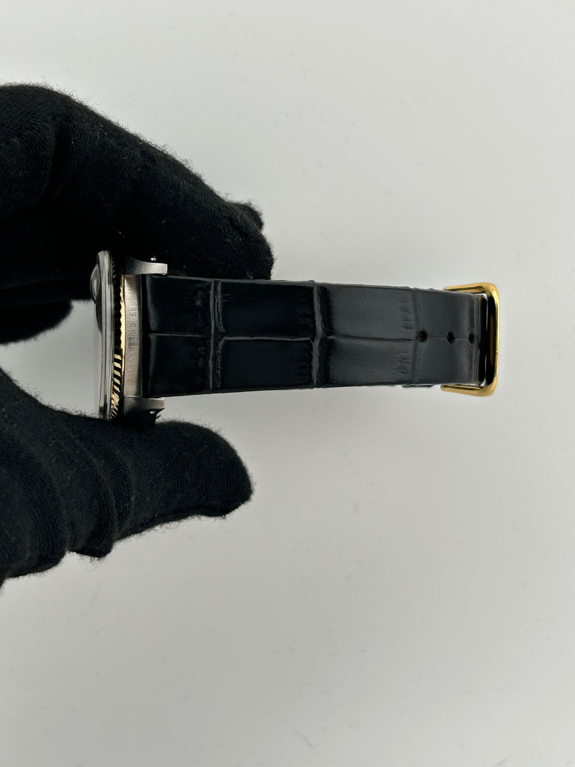 Rolex Datejust Champagne Stick Dial on Generic Black Leather Band Ref. 16013 1979 — view 4