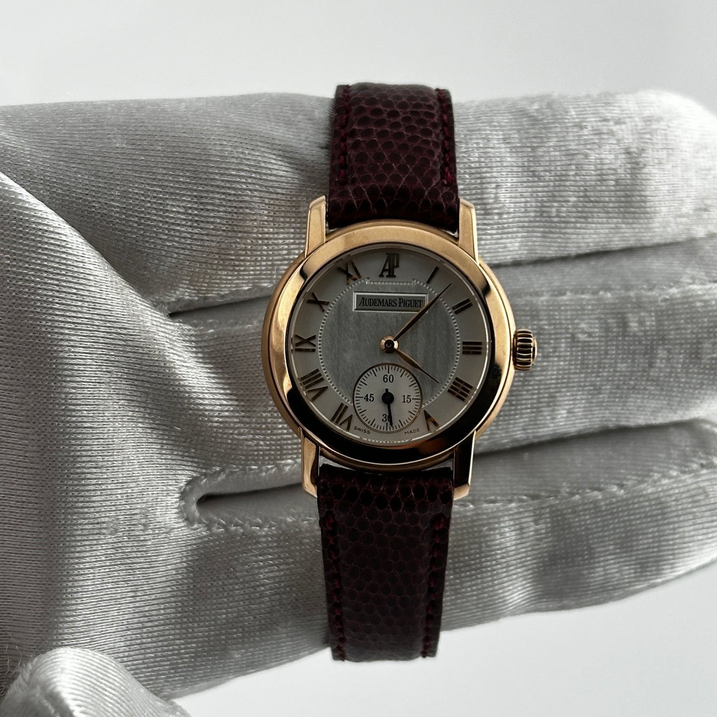 Audemars Piguet Jules Audemars Silver Roman Dial on Am Leather Og Buckle Ref. 77208OR Papers Open Date — view 2