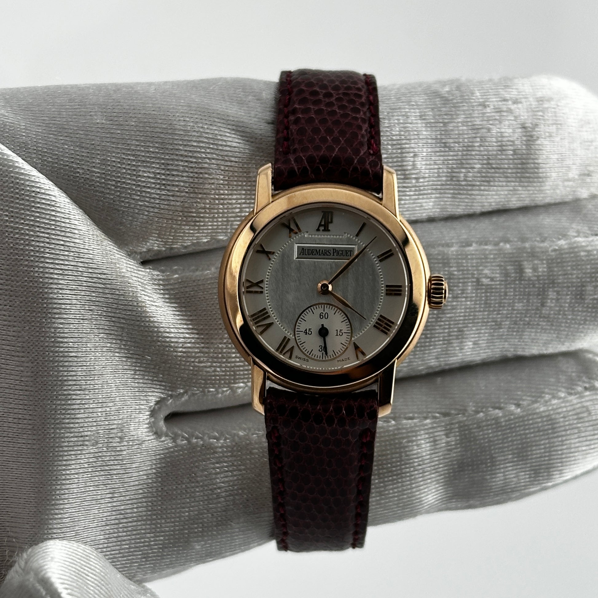 Audemars Piguet Jules Audemars Silver Roman Dial on Am Leather Og Buckle Ref. 77208OR Papers Open Date — view 2