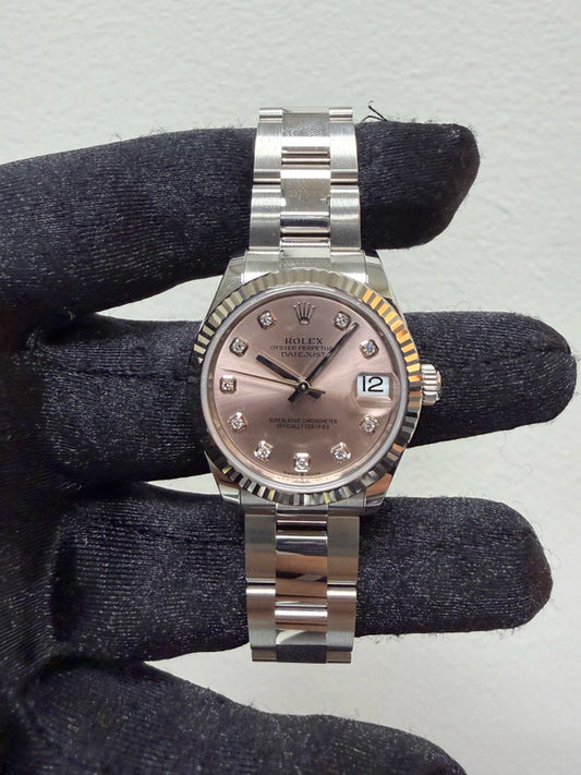 Rolex Datejust 31 Pink Diamond Dial on Oyster Ref 278274 with New Style Card Green 2026