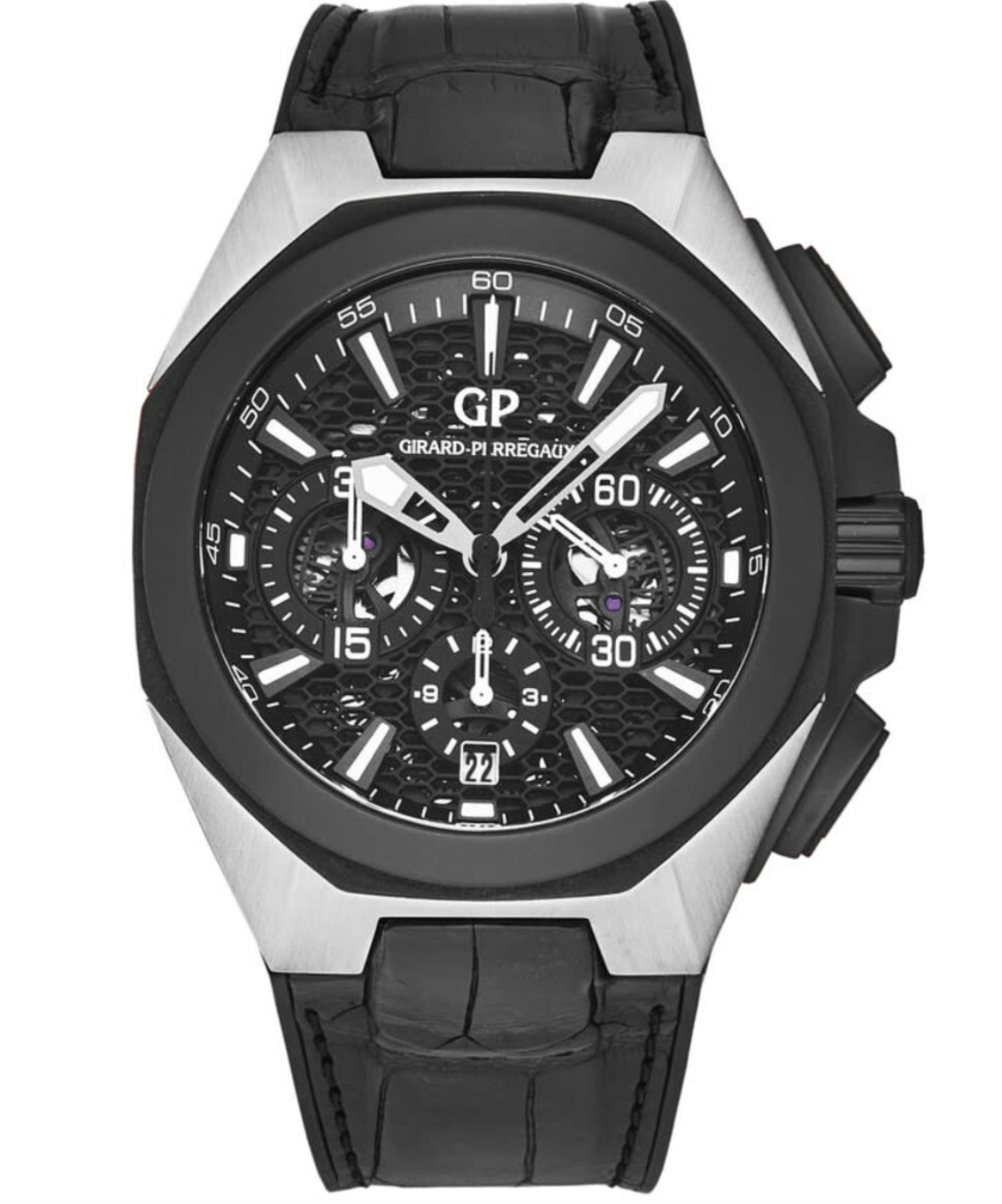 Girard Perregaux Sea Hawk Black Dial on Black Rubber Band Ref. 49971 Complete