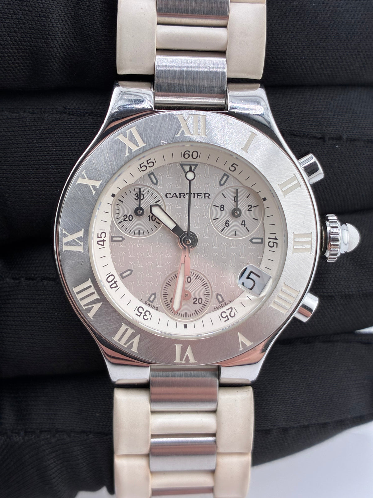 Cartier Chronoscaph 21 Silver Dial on Rubber Strap Ref. W10197U2 Papers 2007 — view 2