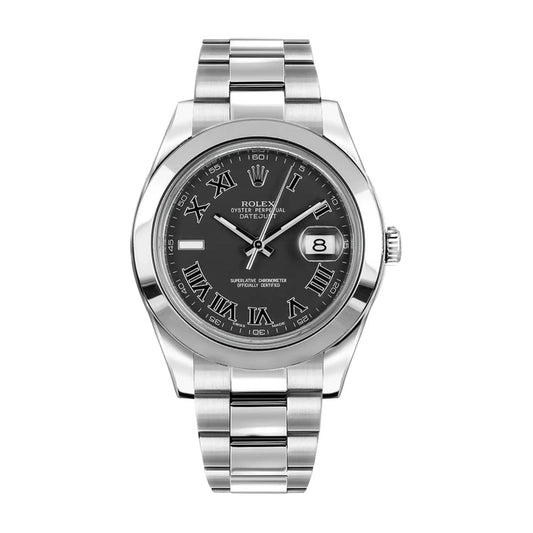 Rolex Datejust Black Roman Dial Ref 116300 with New Style Card White 2017