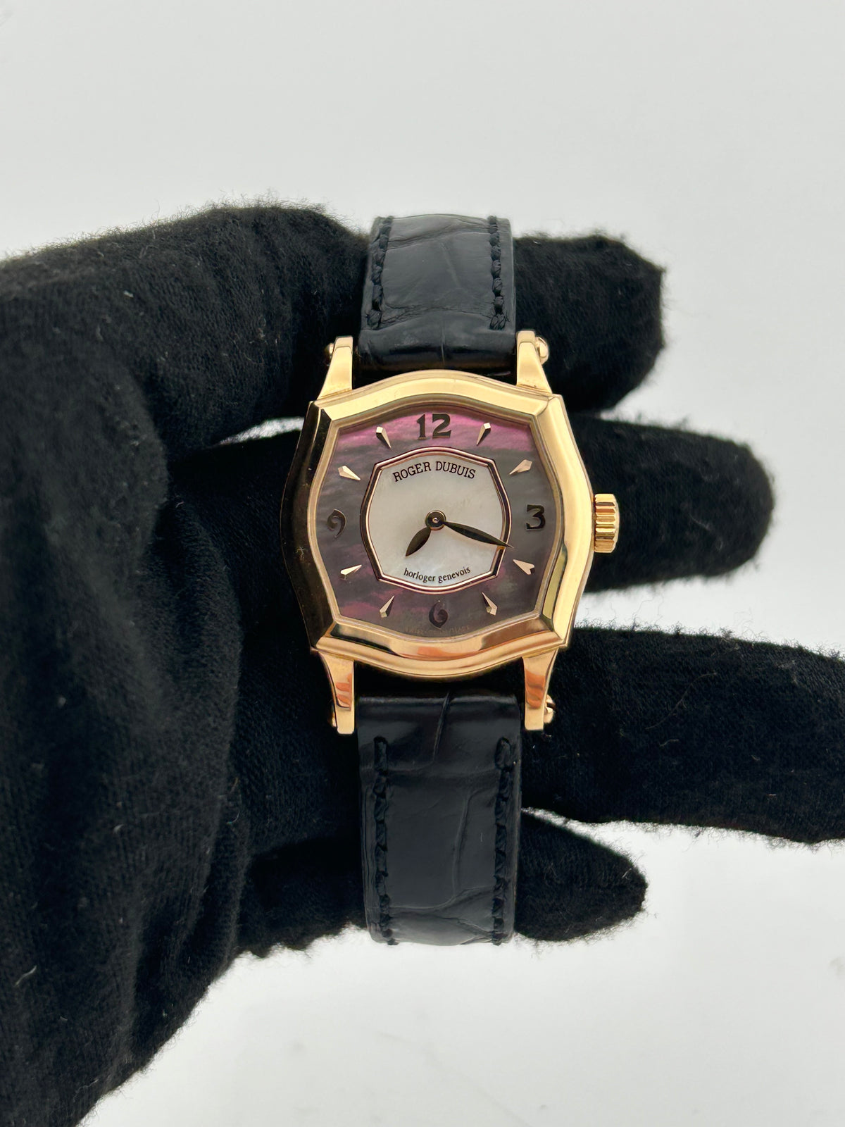 Roger Dubuis Sympathie White Mop Dial on Black Leather Strap Ref. S27 — view 2