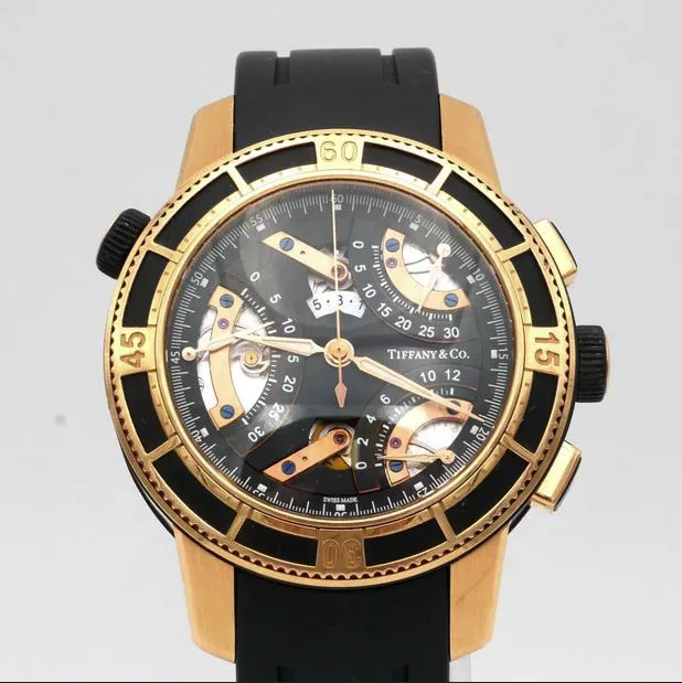 Tiffany & Co. Tri-Retrograde Black / Rose Dial on Leather Band Ref. T-57