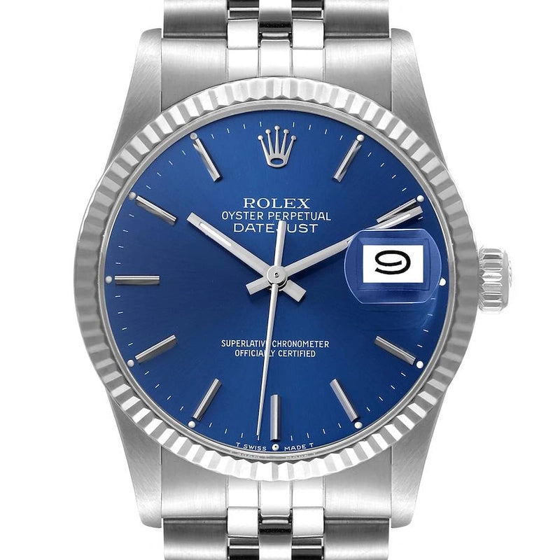 Rolex Datejust Blue Dial on Jubilee Ref 16030 with Papers 1985