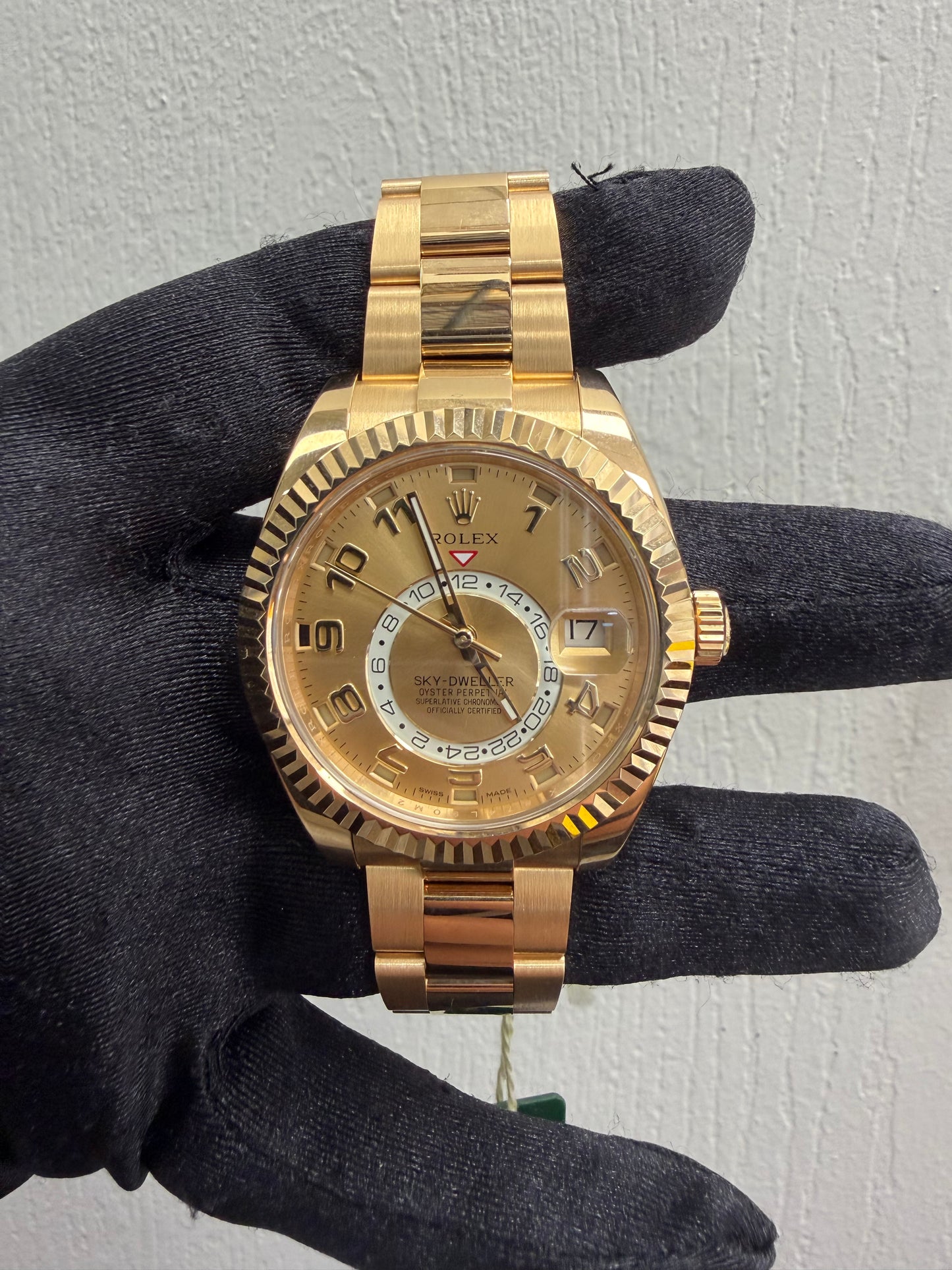 Rolex Sky Dweller Champagne Sunray Arabic Dial on Oyster Ref. 326938 Card 2015 — view 2