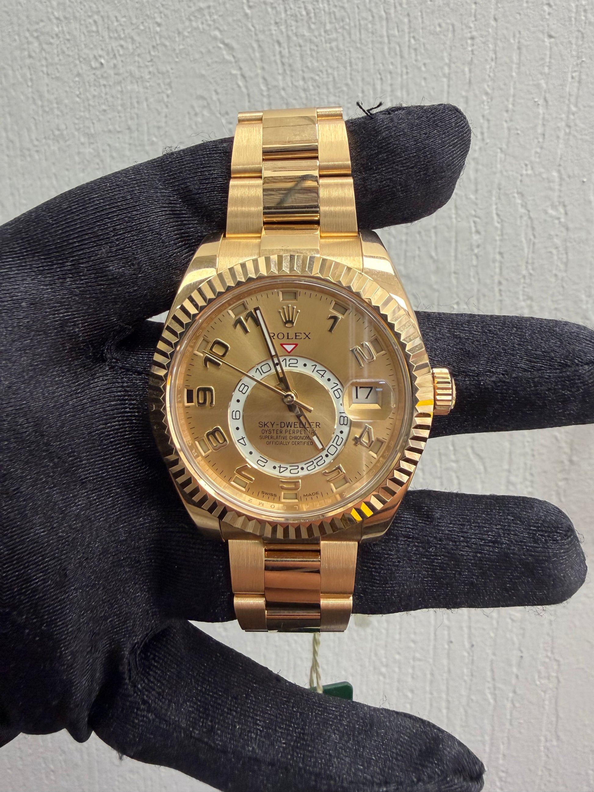 Rolex Sky Dweller Champagne Sunray Arabic Dial on Oyster Ref. 326938 Card 2015 — view 2