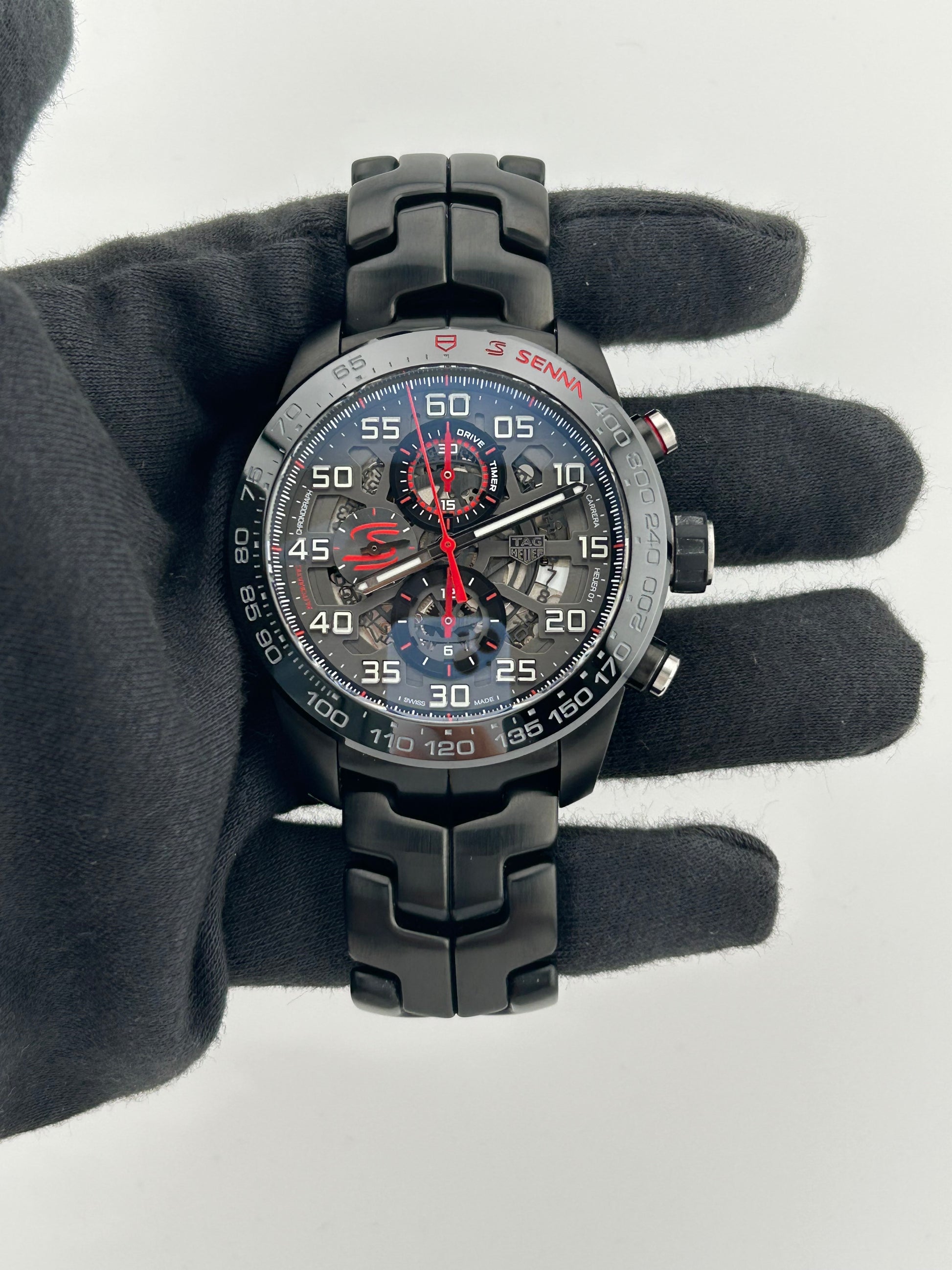 Tag Heuer Carrera Senna Black Arabic Numerals Dial on Black Steel Bracelet Ref. CAR2A1L.BA0688 Card 2018 — view 2