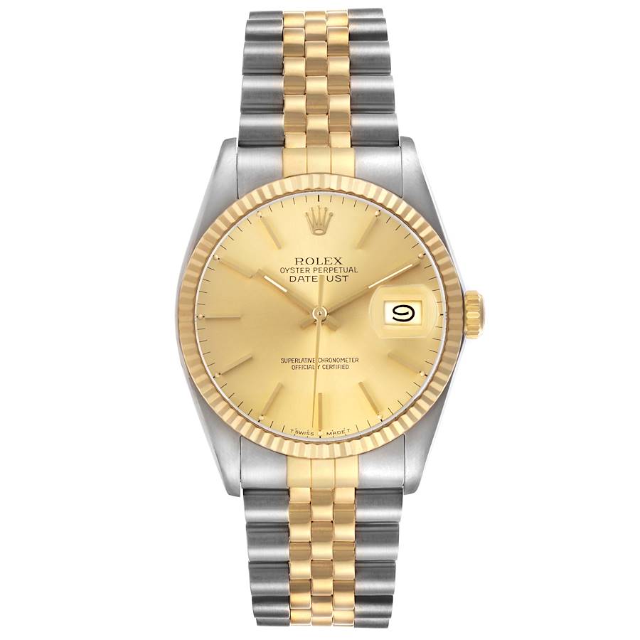 Rolex Datejust Champagne Stick Dial on D Link Jubilee Bracelet Ref. 16013 1986