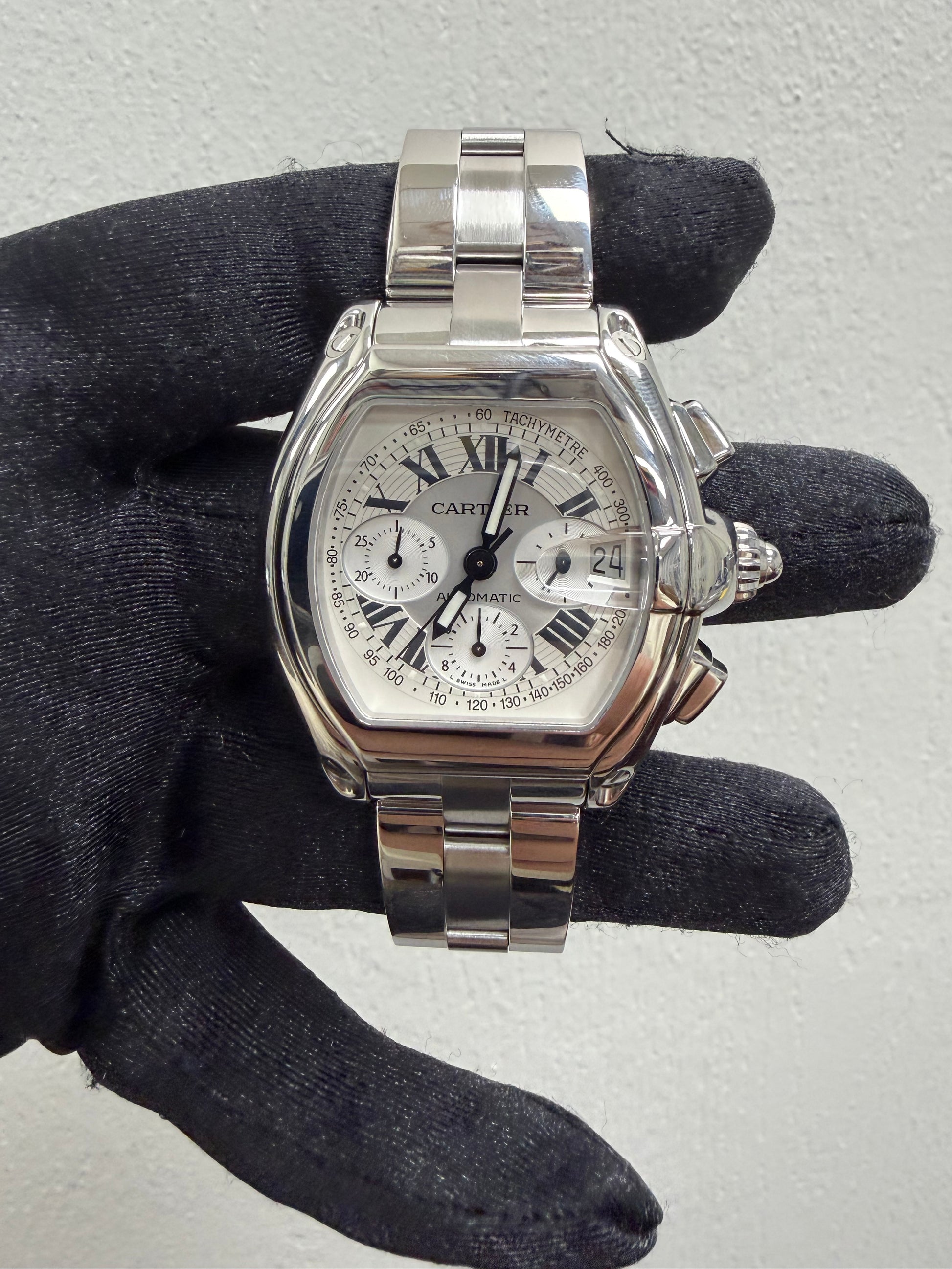 Cartier Roadster XL Chrono Silver Roman Numerals Dial Ref. 2618 Papers 2004 — view 2