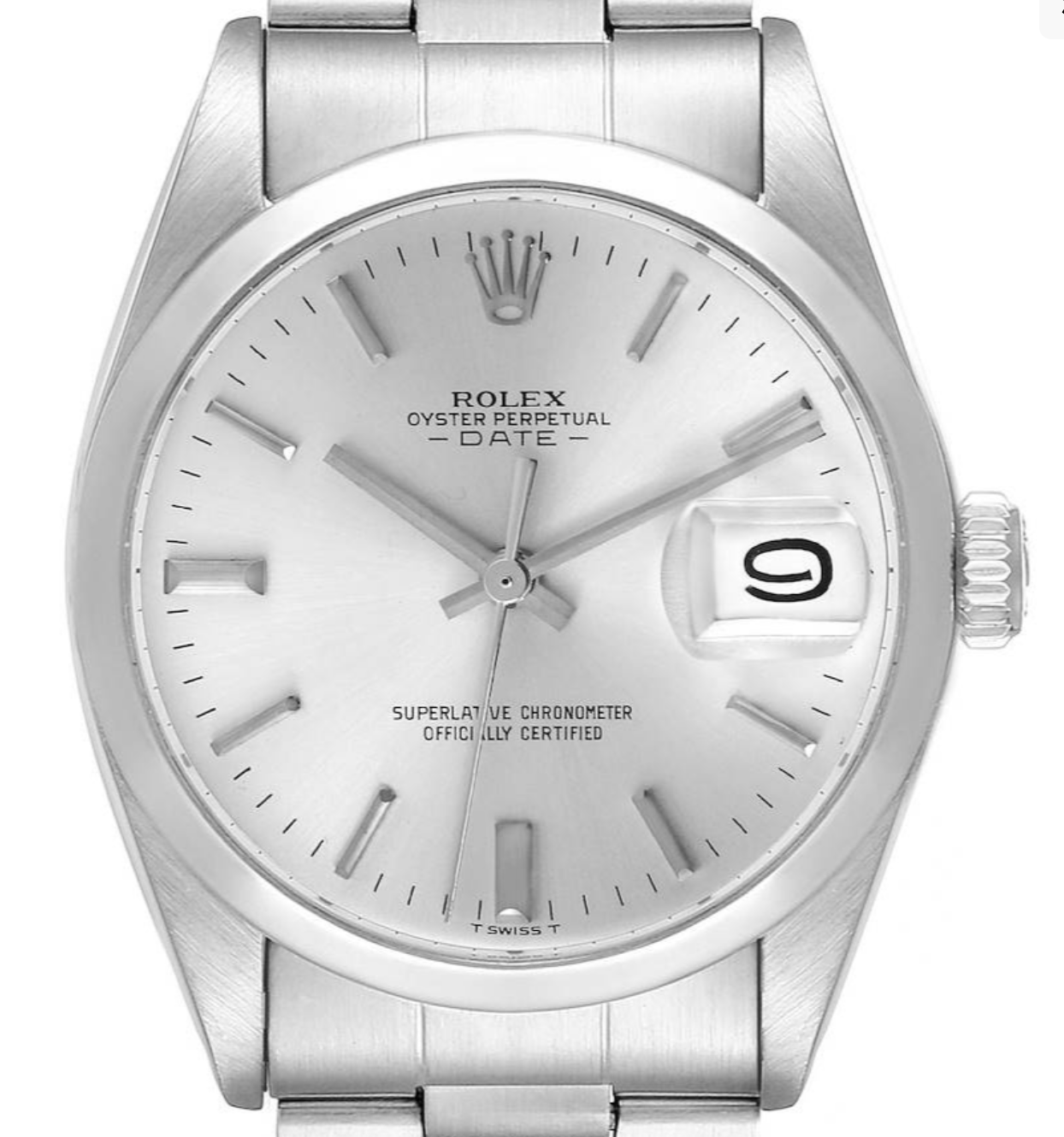 Rolex Oyster Perpetual Date Silver Stick Dial on Oyster Ref. 1500 1969