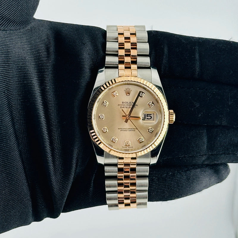 Rolex Datejust Pink Champagne D Iamond Dial on Jubilee Ref 116231