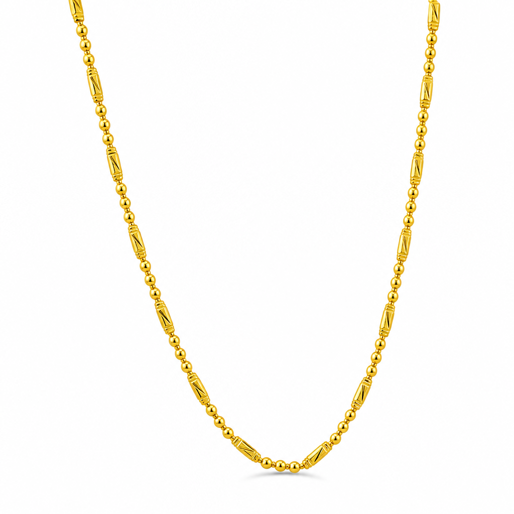 24K Gold Bead & Bar Chain 2.7mm 24in