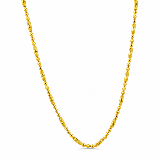 24K Gold Bead & Bar Chain 2.7mm 24in