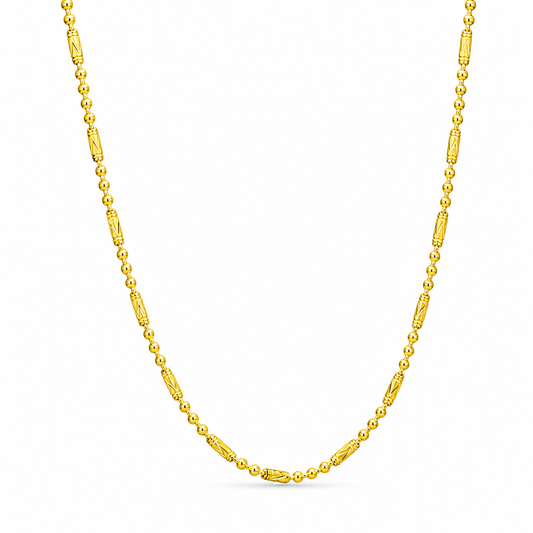 24K Gold Bead & Bar Chain 2.7mm 24in