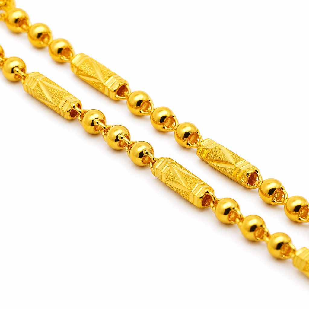 24K Gold Bead & Bar Chain 2.7mm 24in