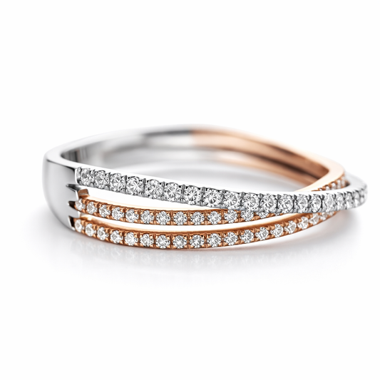 18k Rg/Wg Zig Zag Two-Tone Dia. Jewelry Size 7 - Fine Jewelry | Bust Down & Co