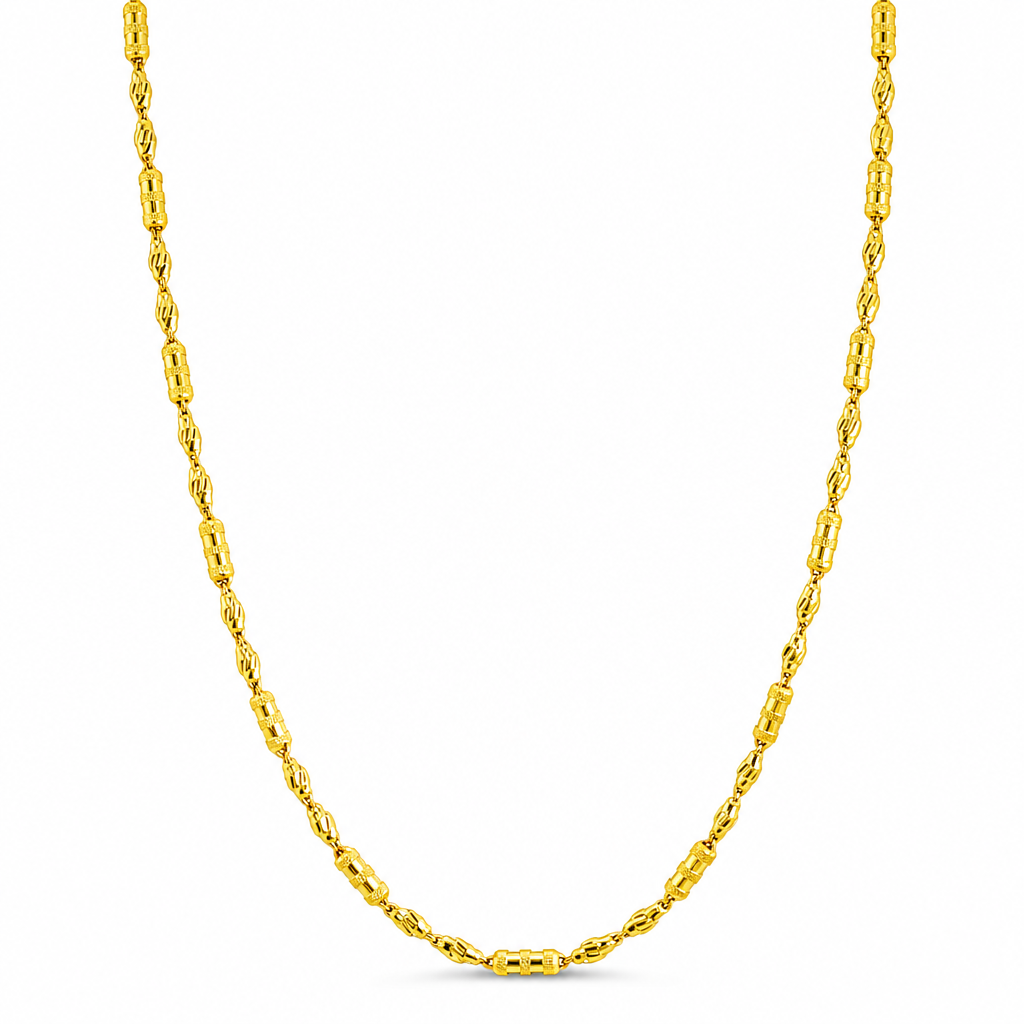 24K Gold Diamond-Cut Barrel Chain 3.5mm 24in