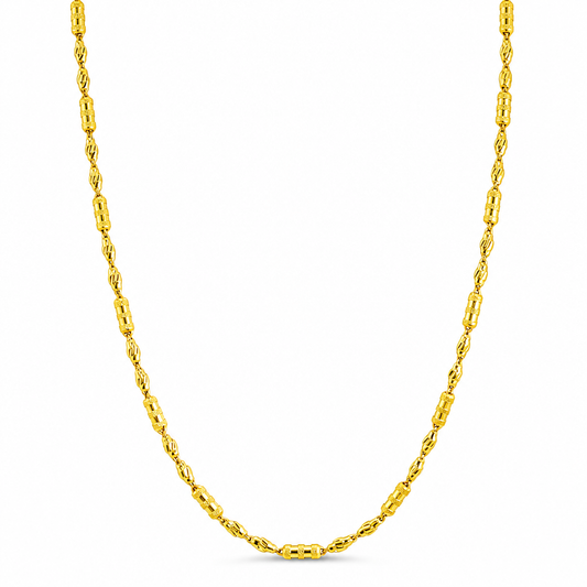 24K Gold Diamond-Cut Barrel Chain 3.5mm 24in