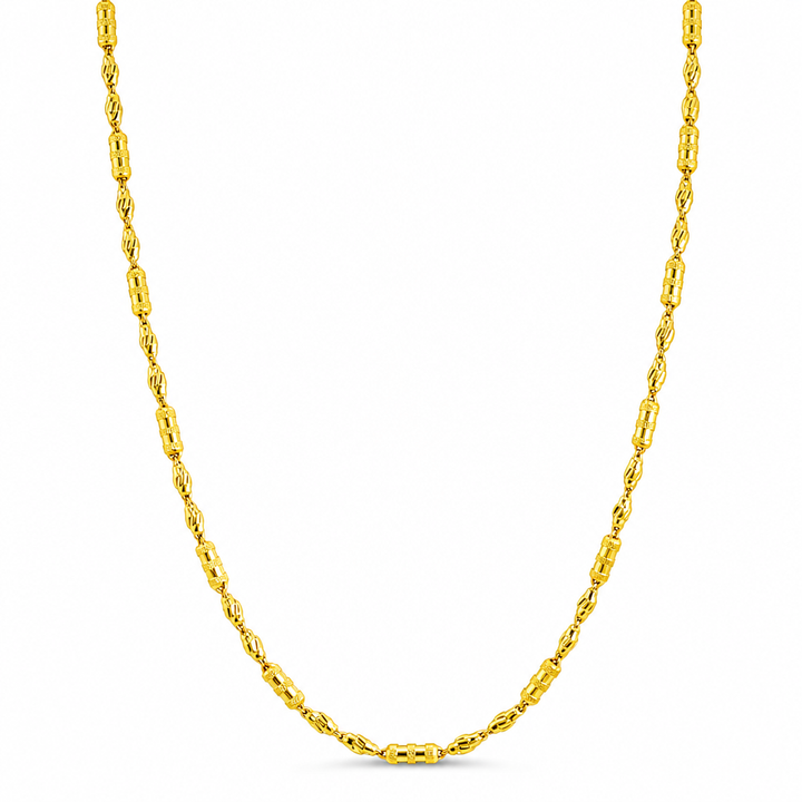 24K Gold Diamond-Cut Barrel Chain 3.5mm 24in