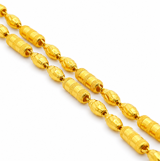 24K Gold Diamond-Cut Barrel Chain 3.5mm 24in