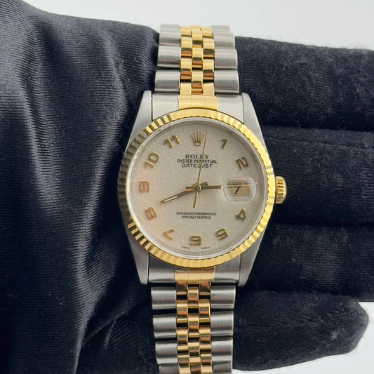 Rolex Datejust Ivory Anniversary Arabic Dial on Jubilee Ref 16233