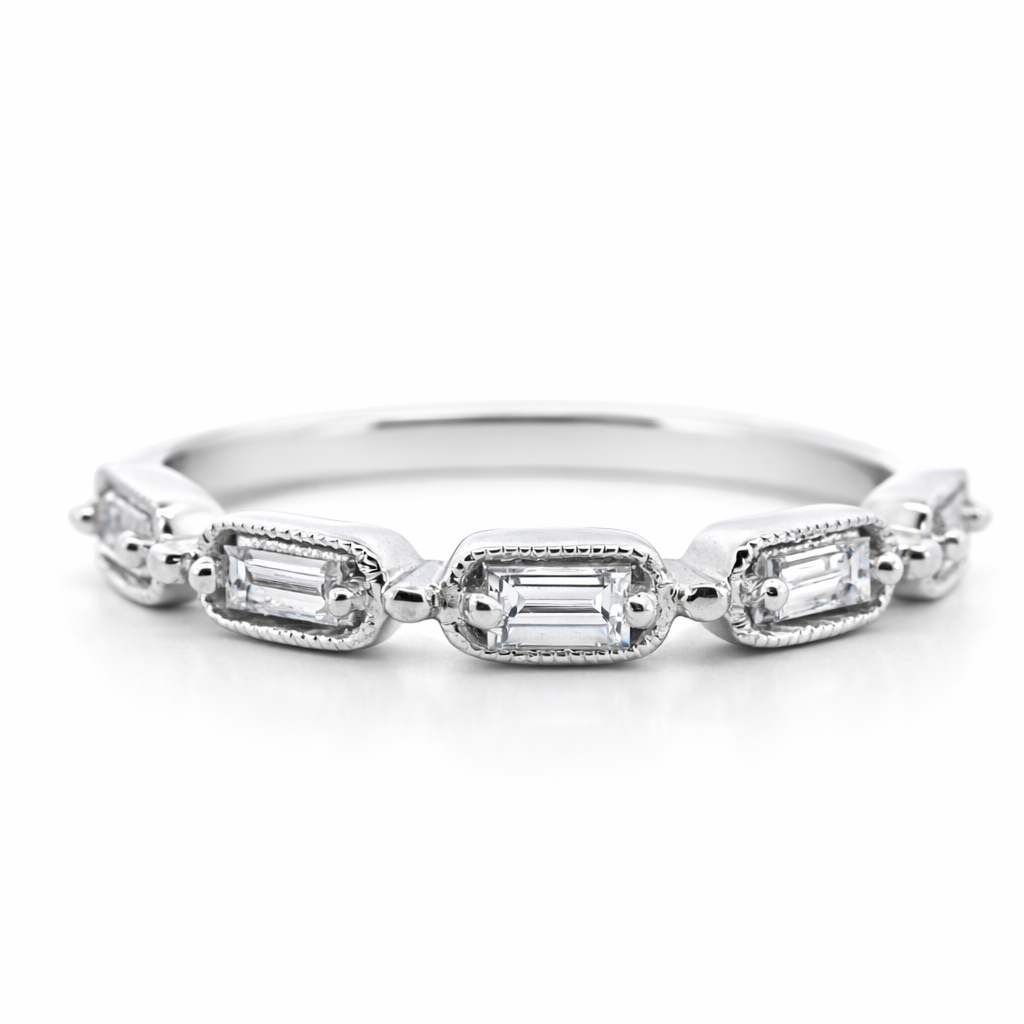 14k White Gold 5 Bgt Ring Ring Size 7 - Fine Jewelry | Bust Down & Co