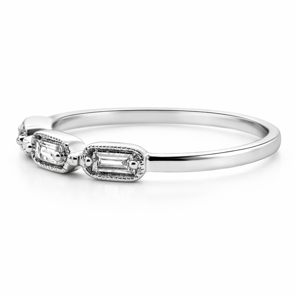 14k White Gold 5 Bgt Ring Ring Size 7 - Fine Jewelry | Bust Down & Co