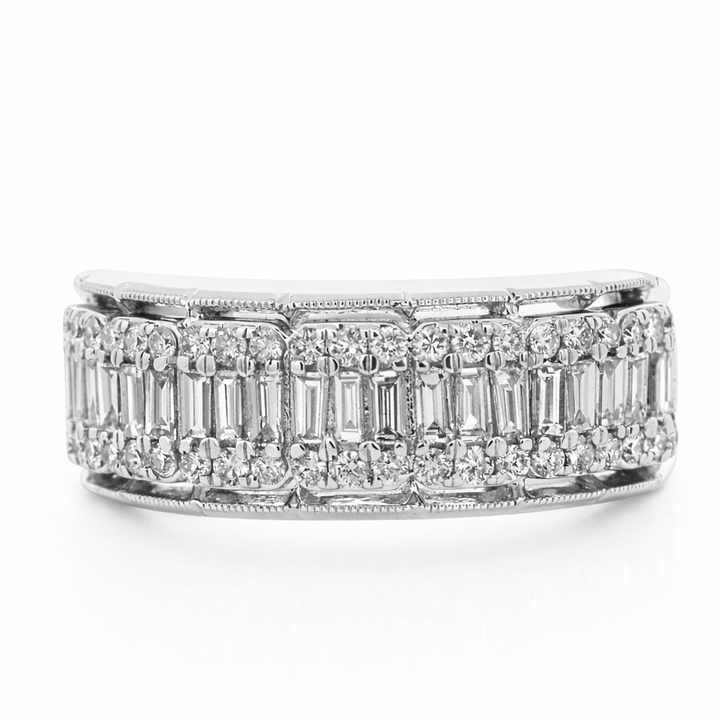 Anillo de oro blanco de 14k con diamantes (negros y redondos) para mujer de 0,75 ct