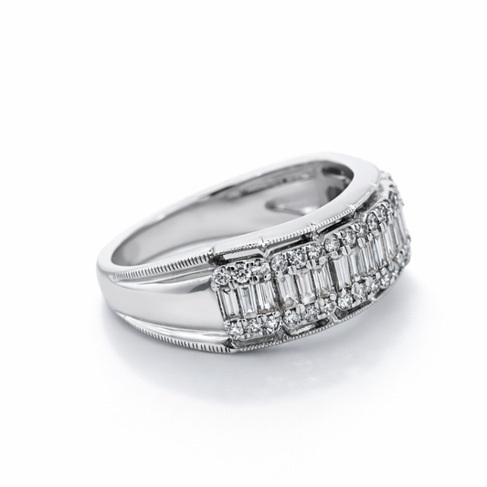 14k White Gold Baguette Ring Ring Size 7 View 2 - Fine Jewelry | Bust Down & Co