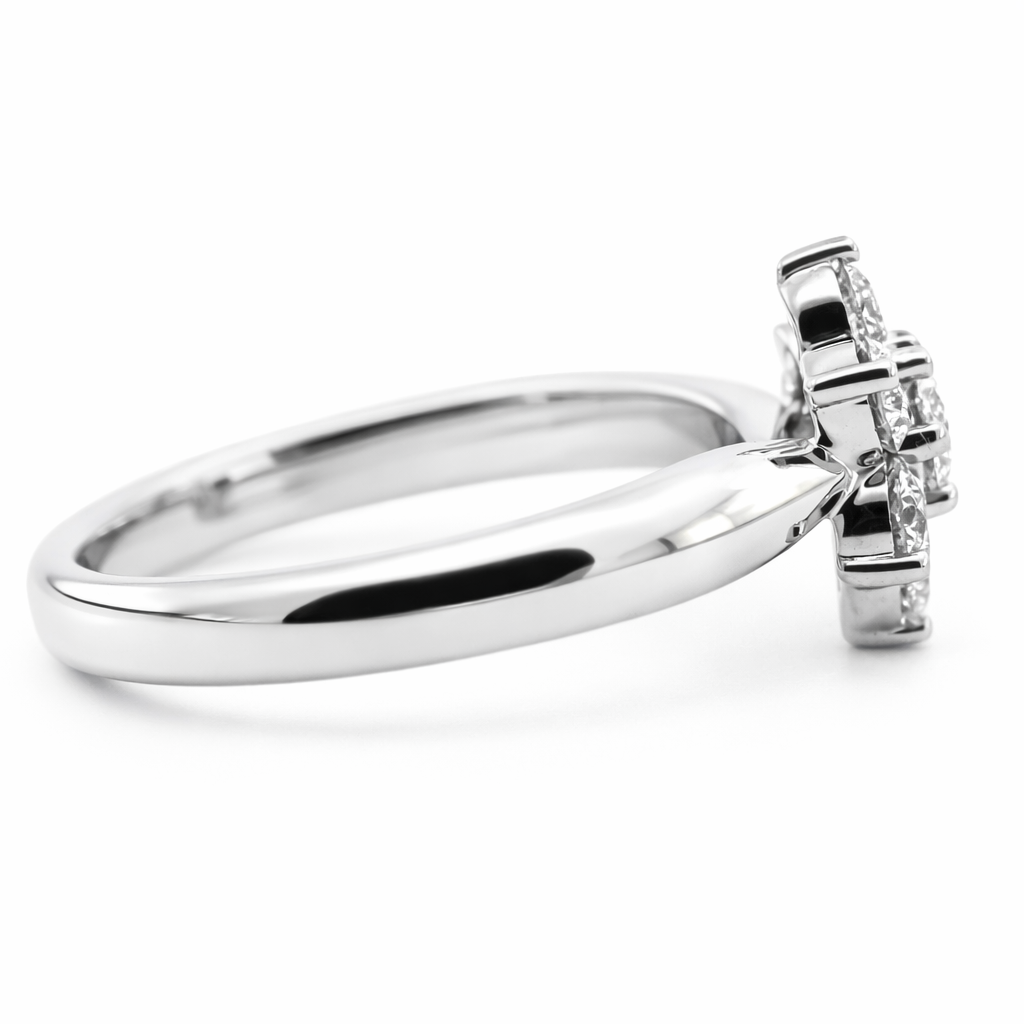 18k White Gold Cluster Style Ring Size 5 - Fine Jewelry | Bust Down & Co