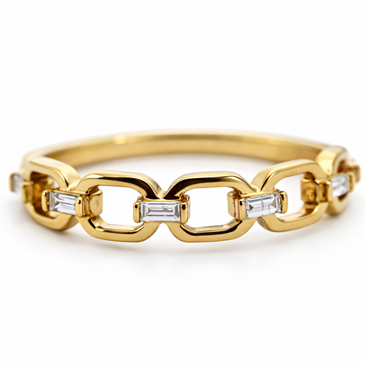 10k Yellow Gold Gucci Link Dia. Ring Ring Size 7 - Fine Jewelry | Bust Down & Co