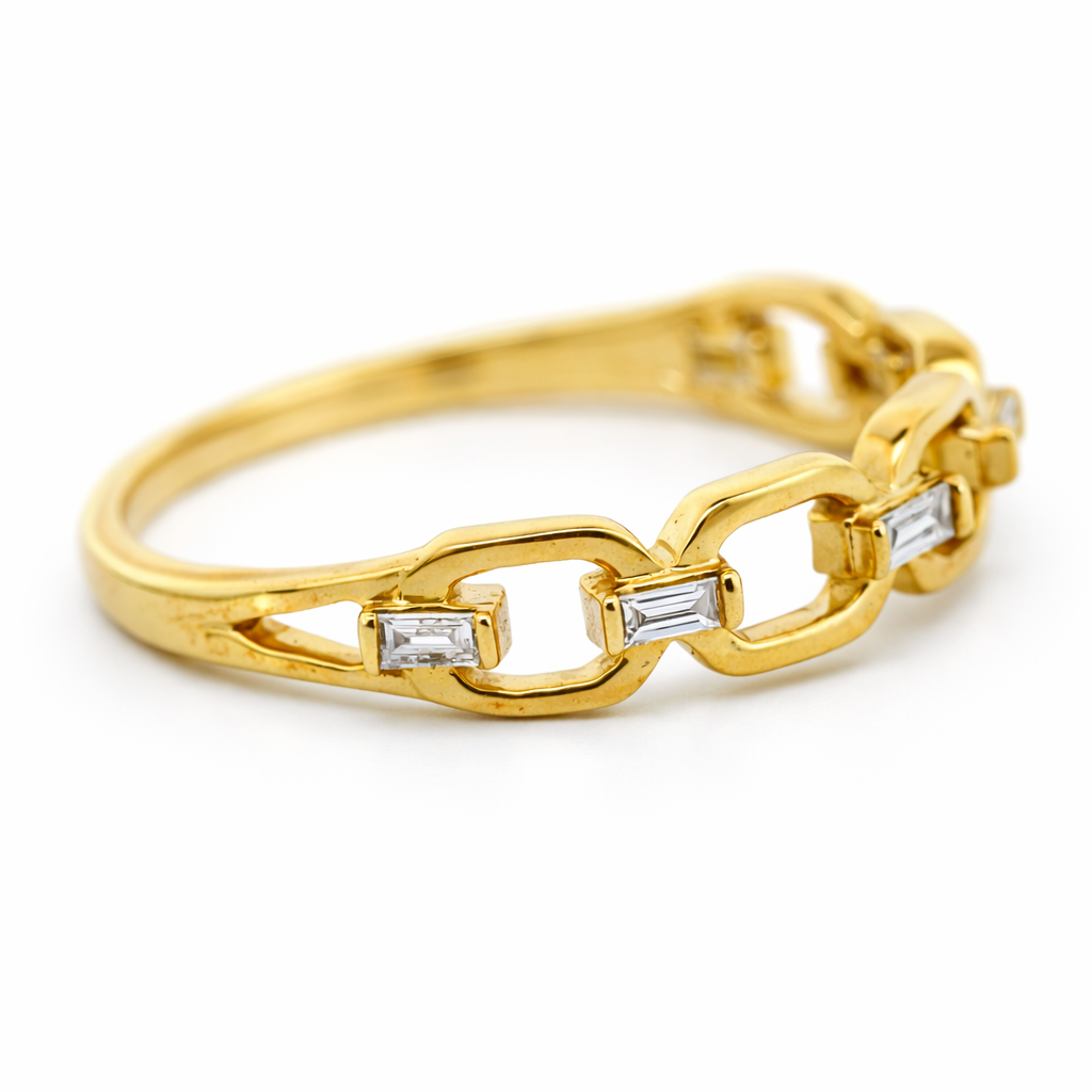 10k Yellow Gold Gucci Link Dia. Ring Ring Size 7 - Fine Jewelry | Bust Down & Co