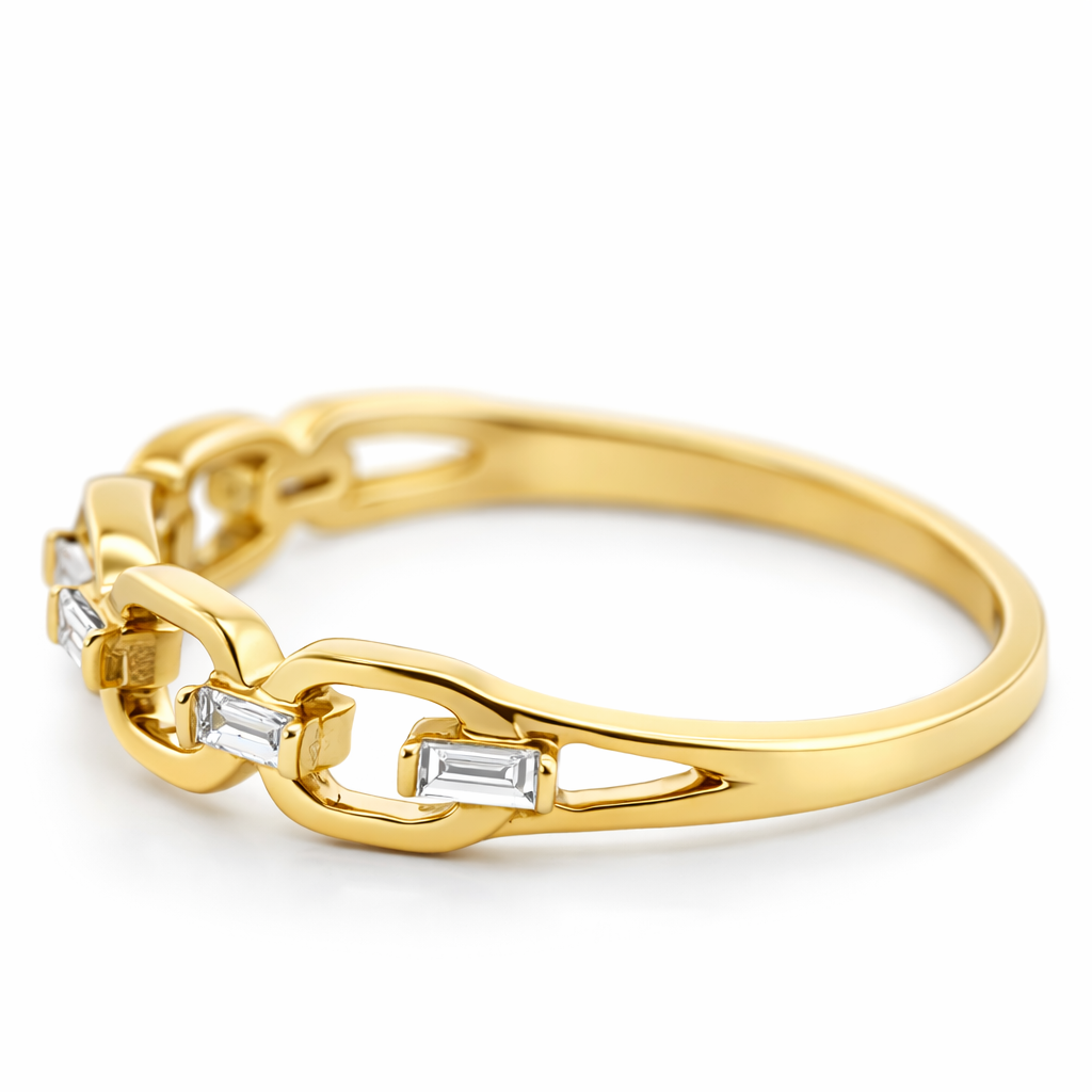 10k Yellow Gold Gucci Link Dia. Ring Ring Size 7 - Fine Jewelry | Bust Down & Co