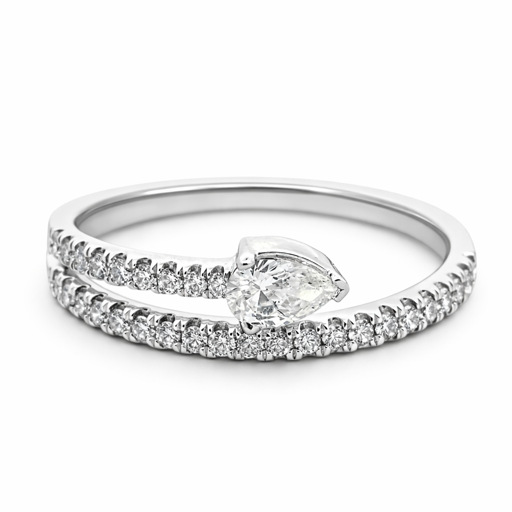 14k Yellow Gold Pear Dia. End Ring Size 7.25 - Fine Jewelry | Bust Down & Co